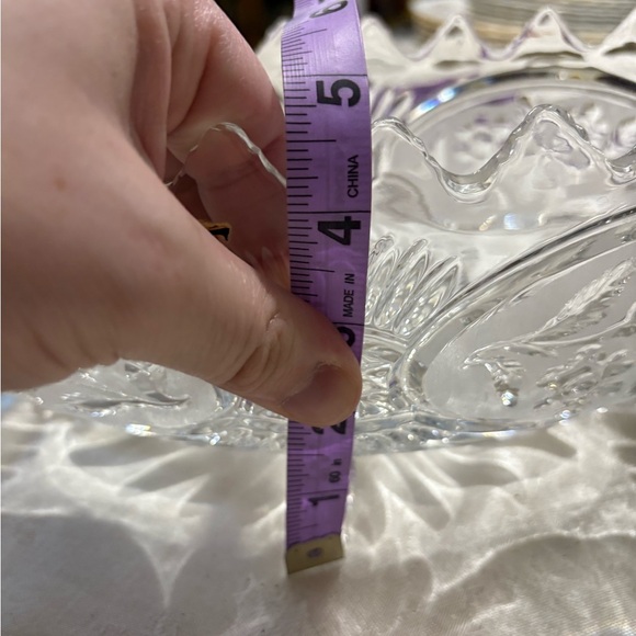 Vintage Crystal Lead Frosted and Clear Oval Bowl - Picture 11 of 11